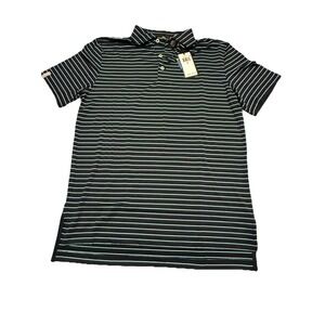 RLX Polo Ralph Lauren Blue Navy Striped Short Sleeve Wicking Shirt Stretch $98